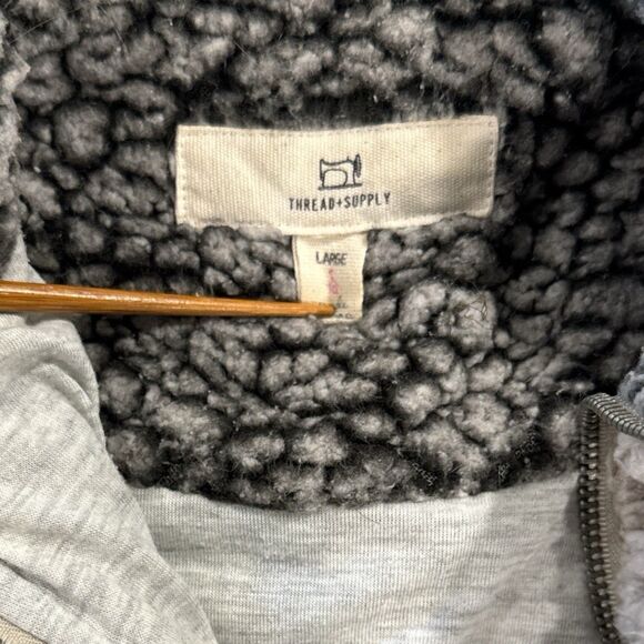 Thread + Supply Sherpa Jacket Cream‎ Womens L Quarter Zip Teddy Fleece Cozy - Picture 5 of 8